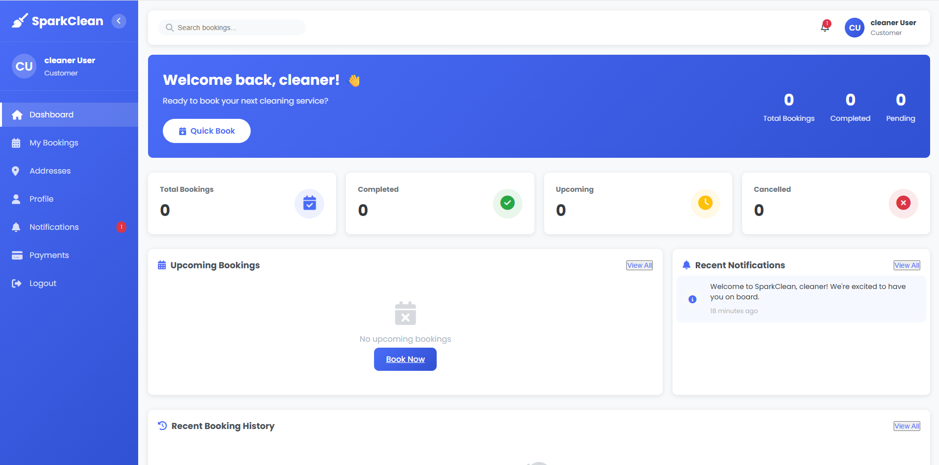 Domestic worker/cleaner booking system - View 2
