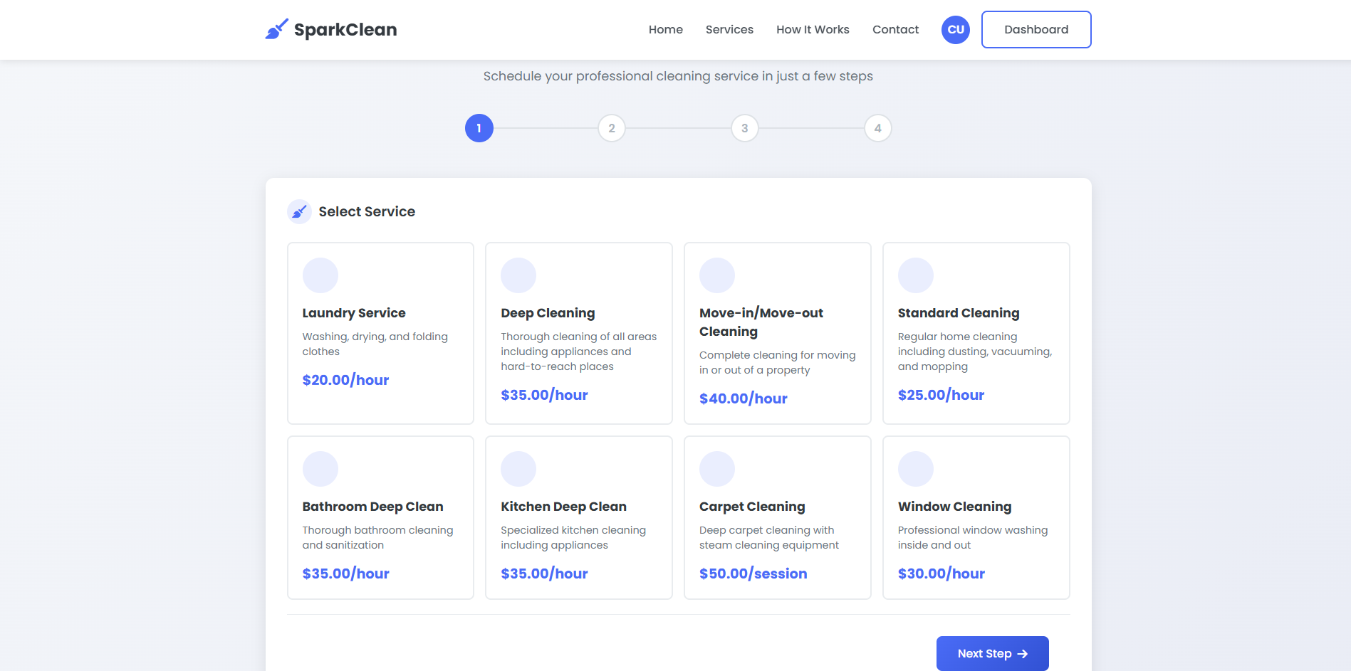 Domestic worker/cleaner booking system - View 3