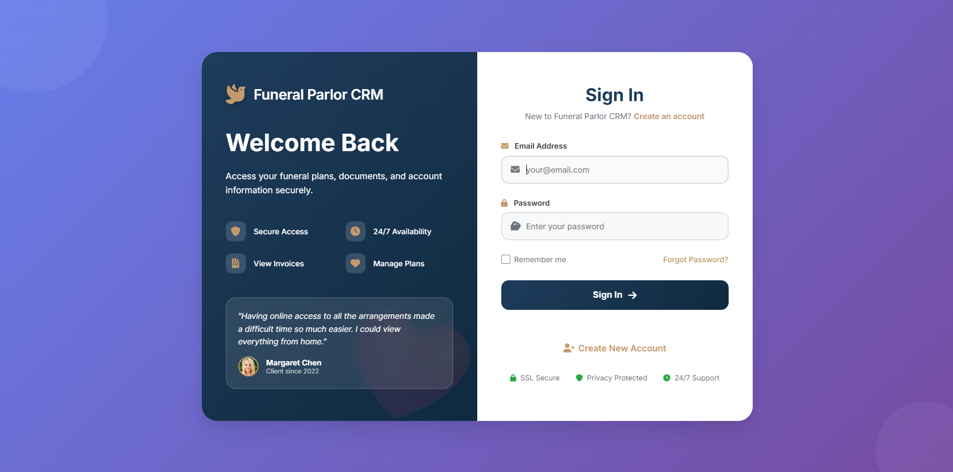 Funeral Parlour CRM - View 1