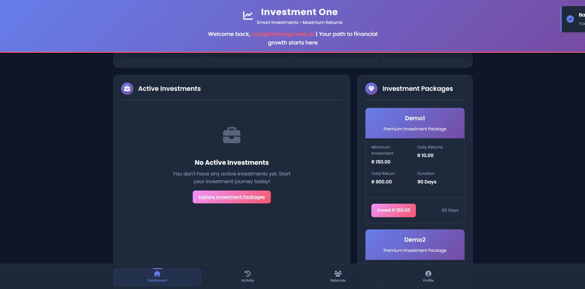 Investment one - View 2