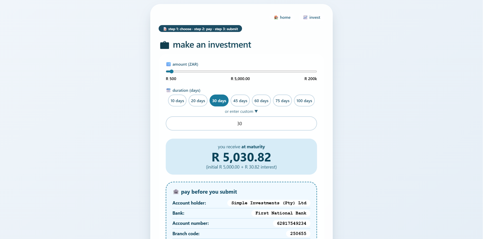 Basic Investment Website - View 1