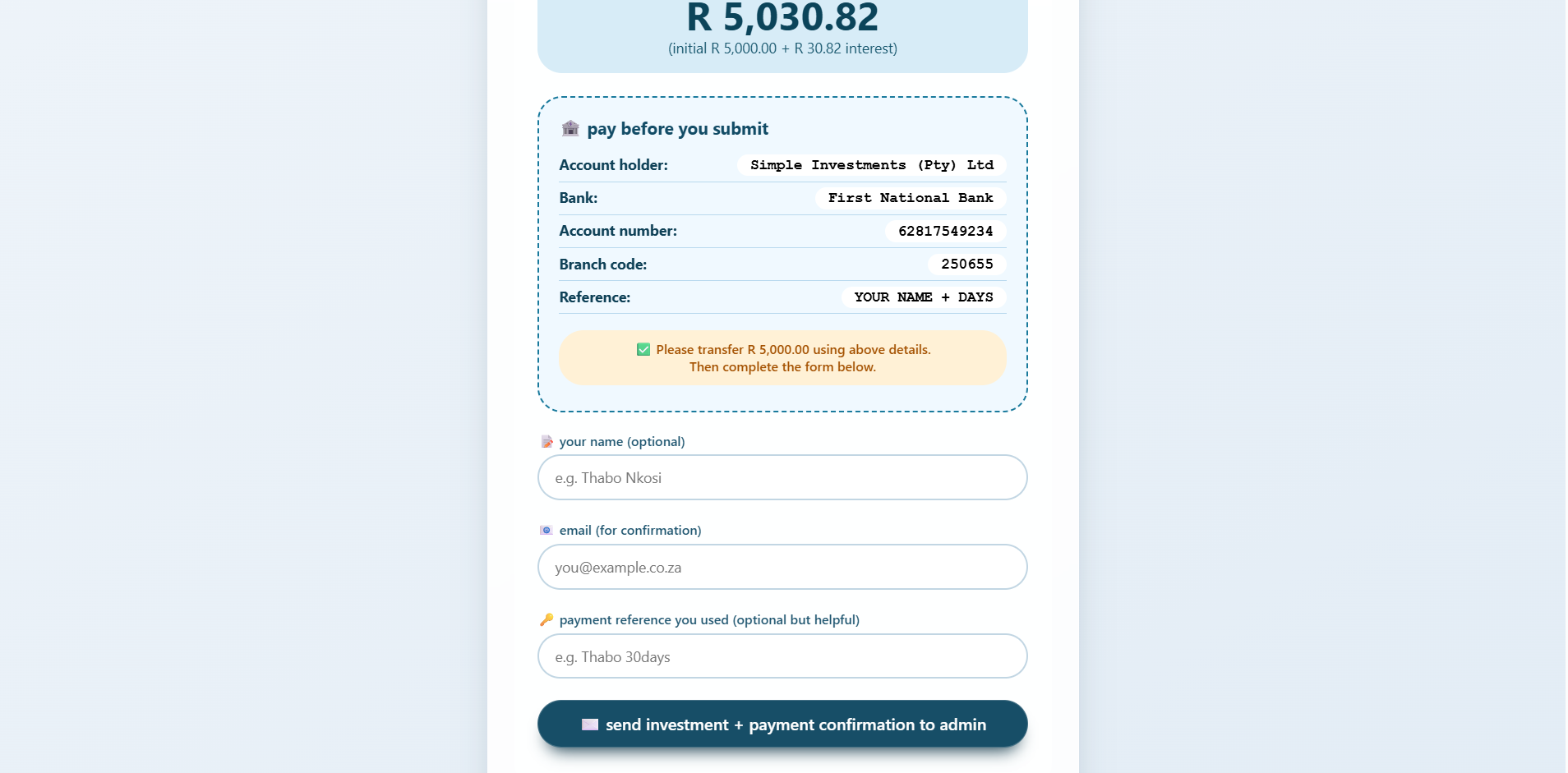 Basic Investment Website - View 2