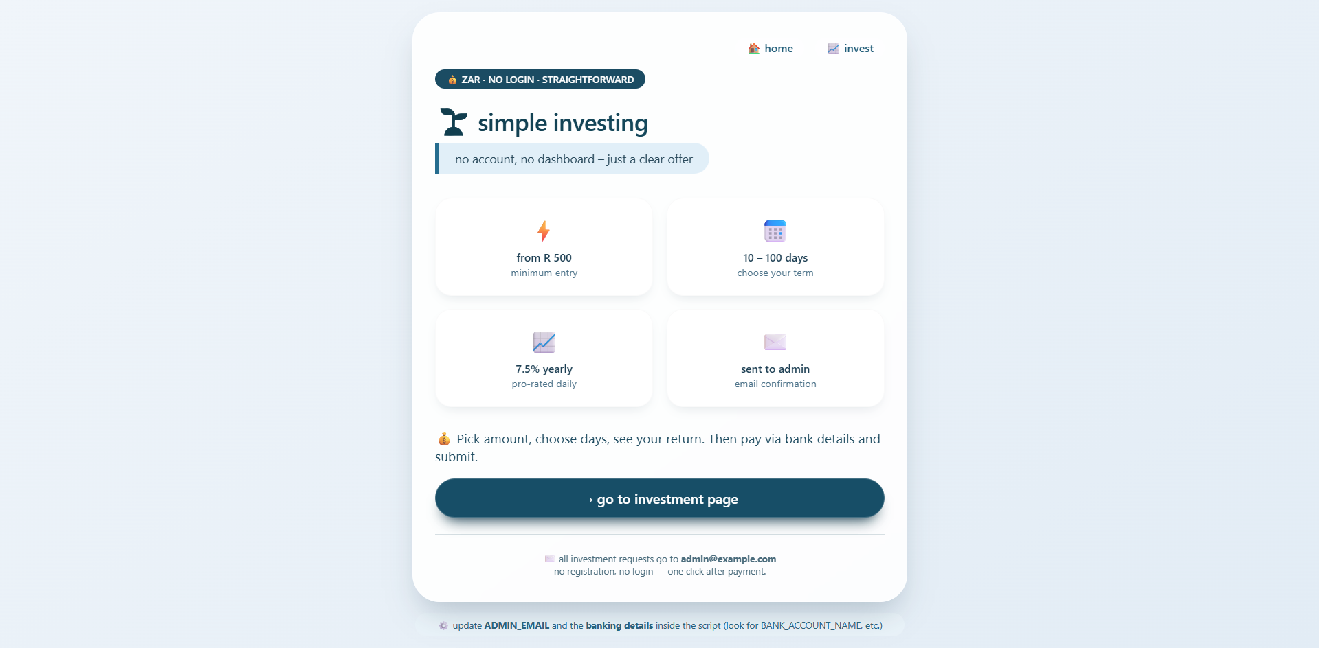 Basic Investment Website