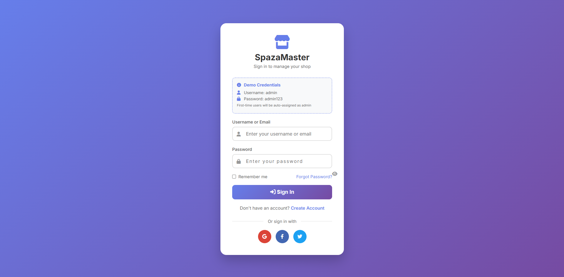 Spazashop Management System - View 1