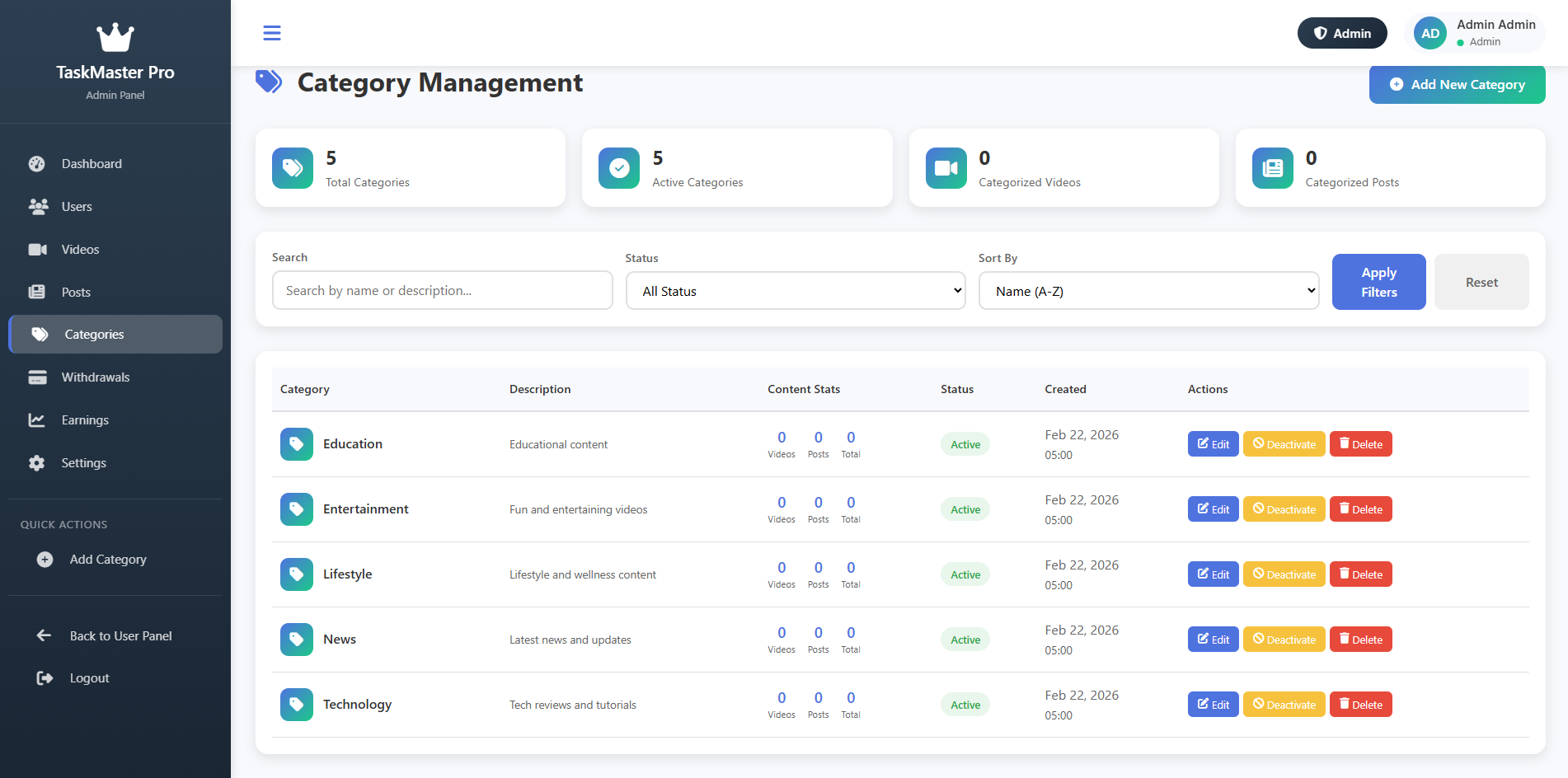 Tasks Platform - View 4