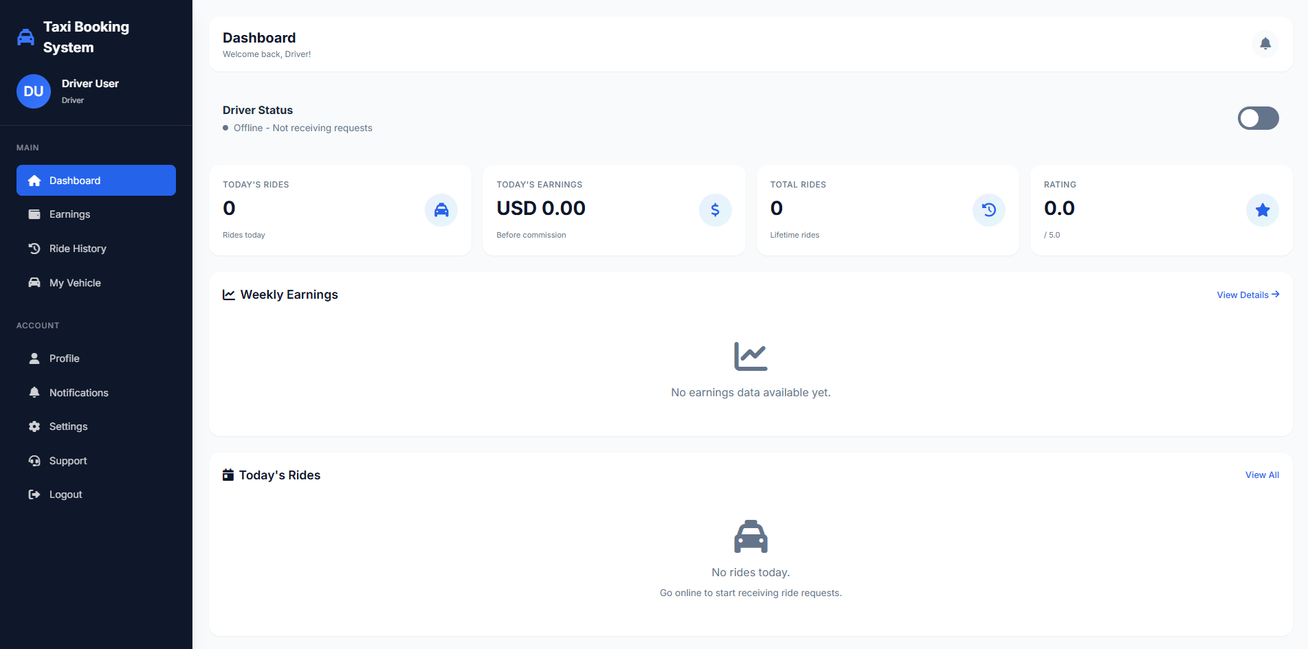 Taxi Booking System - View 4